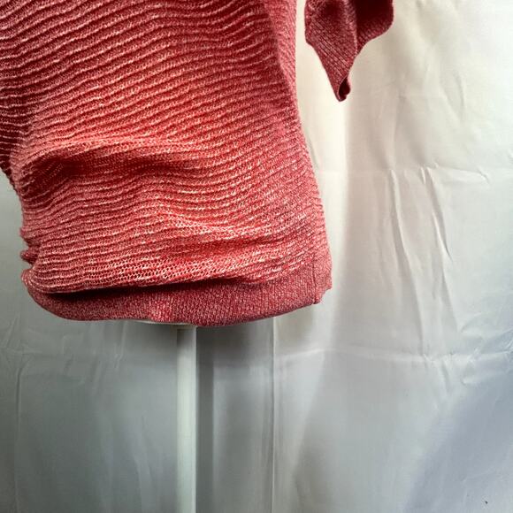 Express Small Open weave Sweater blouse top women crop sleeve peach pink - Picture 5 of 8